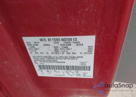 2007 Ford F-150 Fx4/Lariat/Xlt from USA, damaged, VIN 1FTPW14V07FB89698